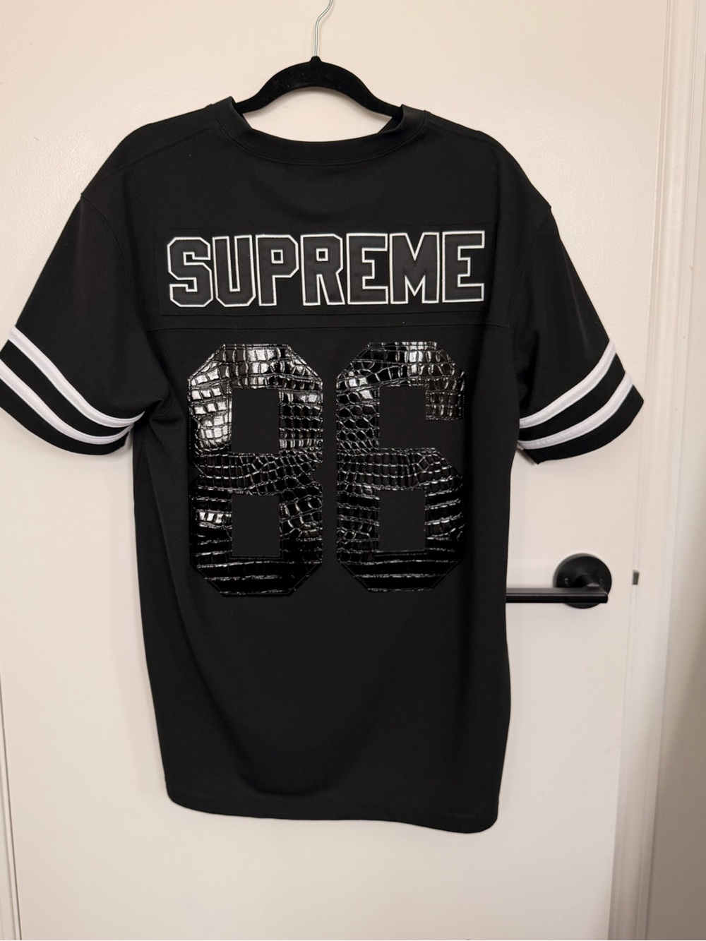 Supreme Black Jersey Tee with Gloss Croc '86'